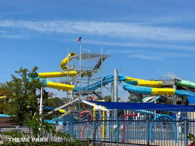 We check out the construction of the Rocket Blast water coaster